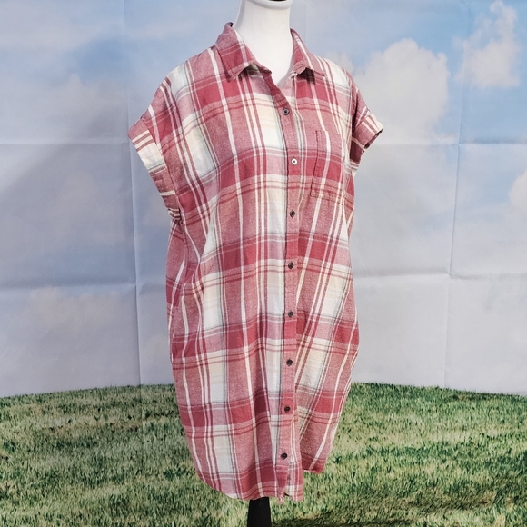 TRUE CRAFT | 100% COTTON FULL BUTTON FLANEL SHIRT DRESS - Picture 9 of 15